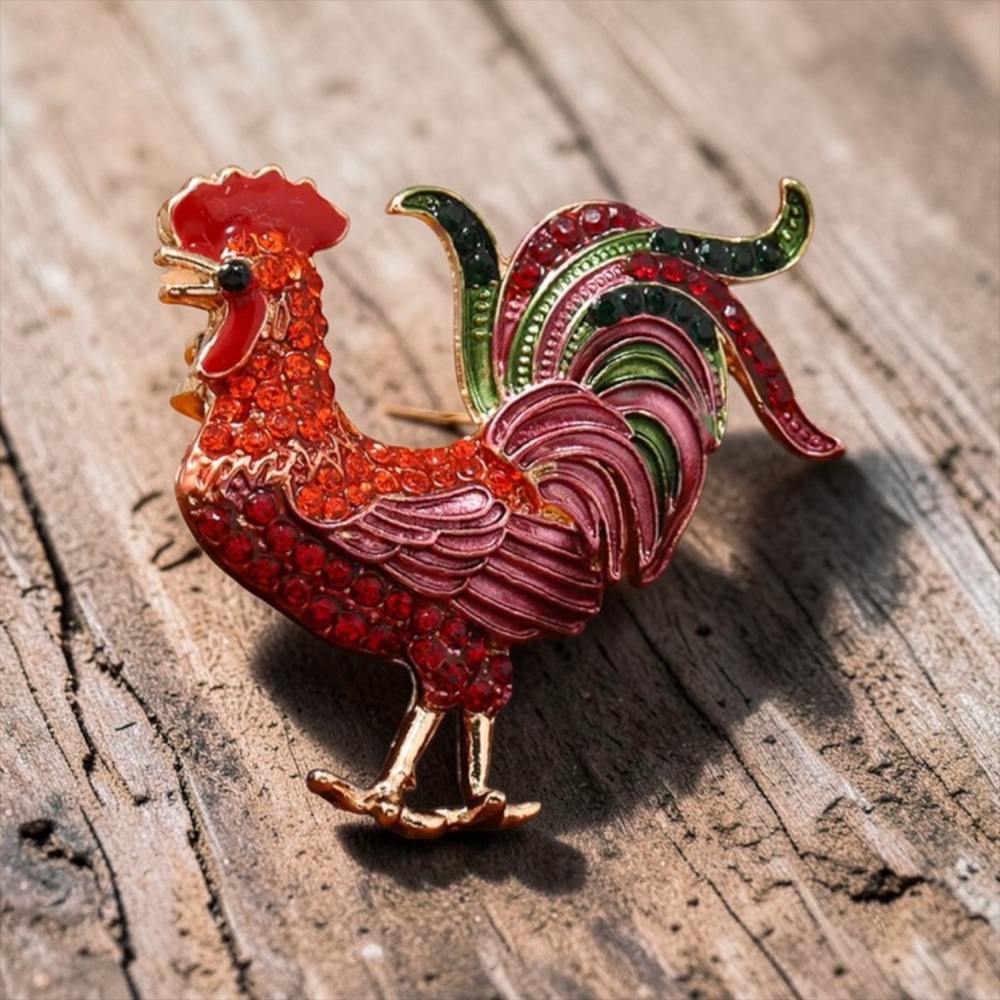 Red Rooster Brooch